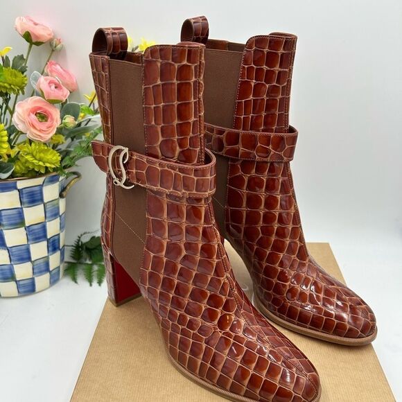Women’s Christian Louboutin 70 mm leather ankle boots size 42 made in Italy - Picture 1 of 8